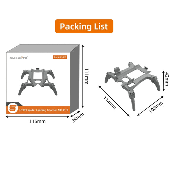 For DJI Air 3S / 3 Sunnylife Landing Gear Extensions Heightened Spider Gears Support Leg (Grey)