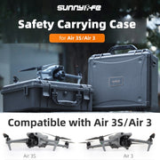 For DJI Air 3S / 3 Sunnylife Safety Carrying Case Large Capacity Water-resistant Shock-proof Hard Travel Case (Black)