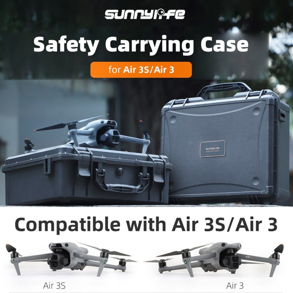For DJI Air 3S / 3 Sunnylife Safety Carrying Case Large Capacity Water-resistant Shock-proof Hard Travel Case (Black)