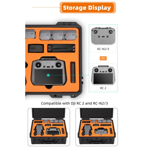 For DJI Air 3S / 3 Sunnylife Safety Carrying Case Large Capacity Water-resistant Shock-proof Hard Travel Case (Black)
