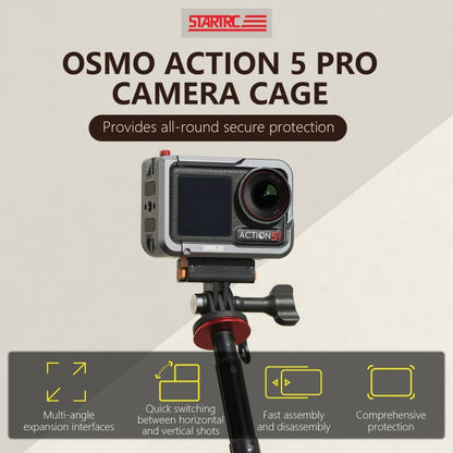 For DJI Osmo Action 5 Pro STARTRC Metal Cage Expansion Adapter Frame with Cold Shoe (Grey) - free shipping - PMC Jewellery - Order now!