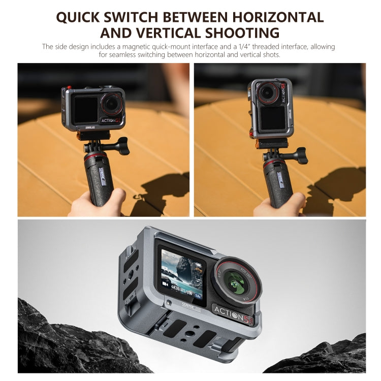 For DJI Osmo Action 5 Pro STARTRC Metal Cage Expansion Adapter Frame with Cold Shoe (Grey) - free shipping - PMC Jewellery - Order now!