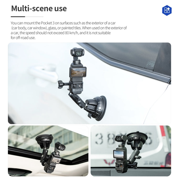 For DJI OSMO Pocket 3 STARTRC Suction Cup Holder Expansion Adapter Bracket (Black)