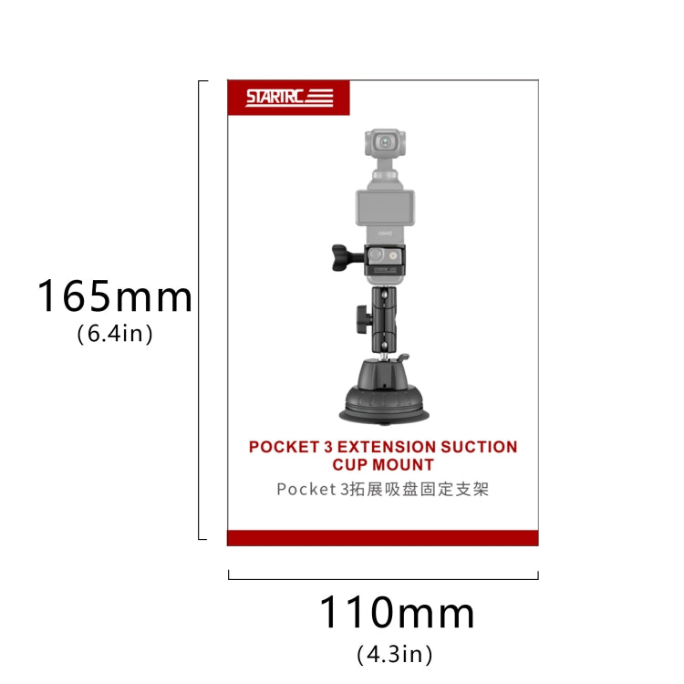 For DJI OSMO Pocket 3 STARTRC Suction Cup Holder Expansion Adapter Bracket (Black)