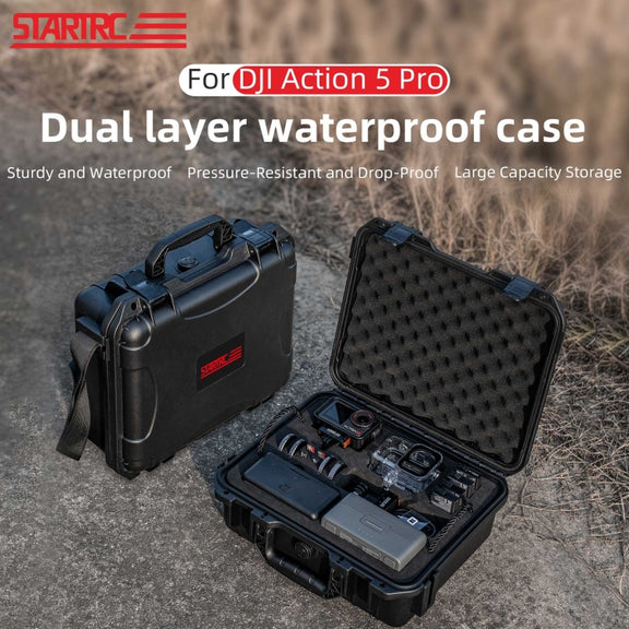 For DJI Osmo Action 5 Pro STARTRC Water-resistant EVA ABS Dual-layer Suitcase Storage Box (Black)