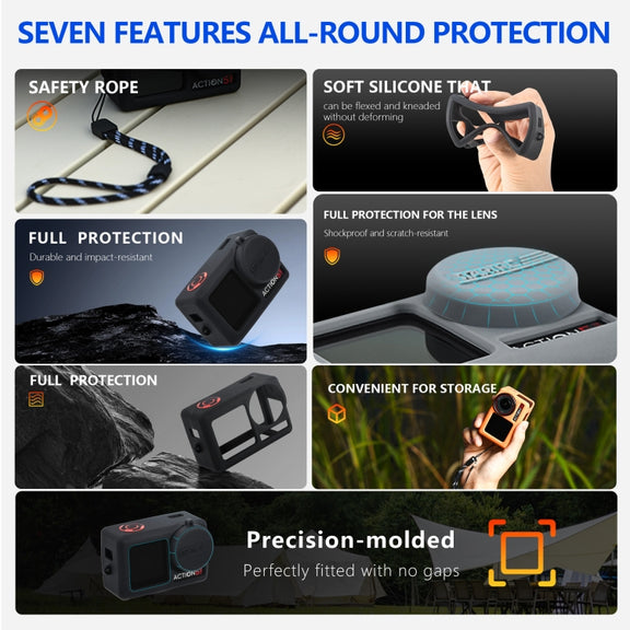 For DJI Osmo Action 5 Pro STARTRC Silicone Protective Case with Lens Cover (Orange)