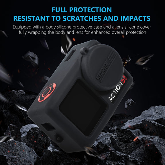 For DJI Osmo Action 5 Pro STARTRC Silicone Protective Case with Lens Cover (Black)