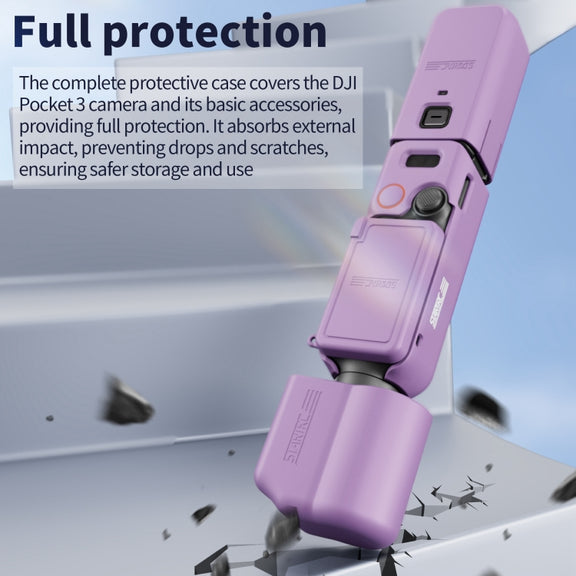 For DJI OSMO Pocket 3 STARTRC 5 in 1 Body Lens Handle Screen Silicone TPU Case (Purple)