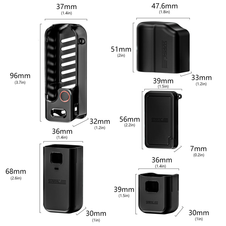For DJI OSMO Pocket 3 STARTRC 5 in 1 Body Lens Handle Screen Silicone TPU Case (Black)