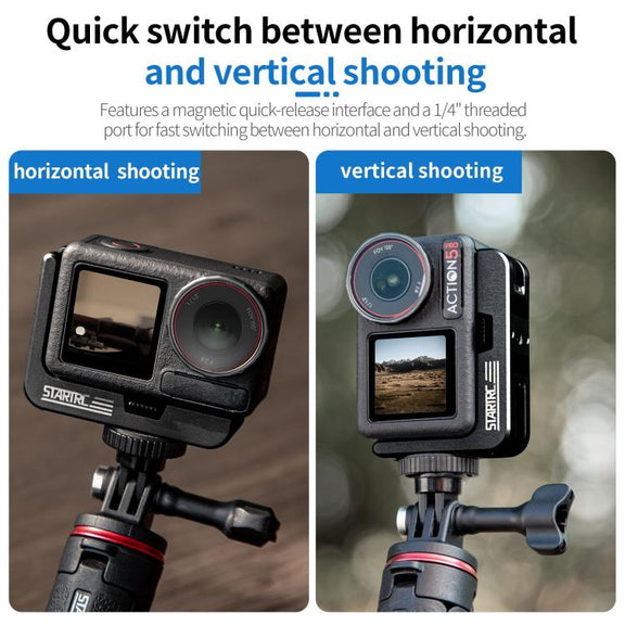 For DJI Osmo Action 5 Pro / 4 / 3 STARTRC L-shaped Magnetic Quick Release Bracket (Black)