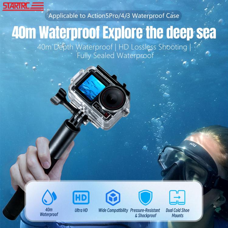 For DJI Osmo Action 5 Pro / 3 / 4 STARTRC 40m Underwater Water-resistant Housing Diving Case (Transparent)