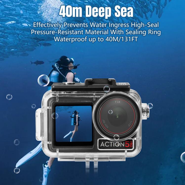 For DJI Osmo Action 5 Pro / 3 / 4 STARTRC 40m Underwater Water-resistant Housing Diving Case (Transparent)