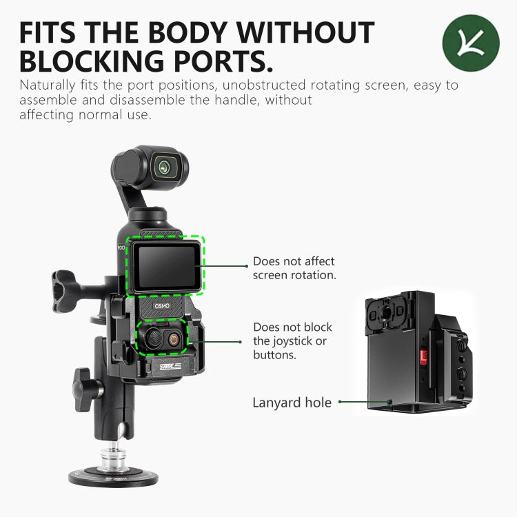 For DJI OSMO Pocket 3 STARTRC Metal Protection Frame Cage Expansion Adapter Bracket (Black)