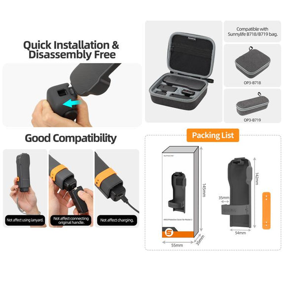 For DJI Osmo Pocket 3 Sunnylife Storage Box Protective Case Cover (Black)