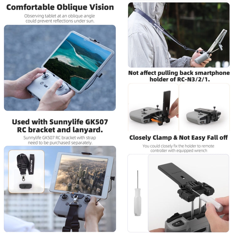 Sunnylife Remote Controller Tablet Holder Stand For DJI RC-N3 / RC-N2 / RC-N1 (Grey)
