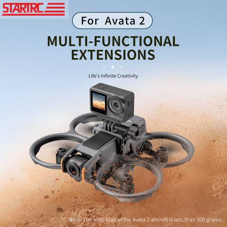 For DJI Avata 2 STARTRC Action Camera Holder Mount Drone Expansion Bracket (Black) - free shipping - PMC Jewellery - Order now!