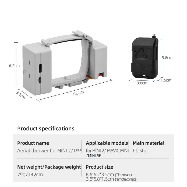 For DJI Mini 2 / Mavic Mini Air-Dropping System Thrower Parabolic (Grey) - free shipping - PMC Jewellery - Order now!