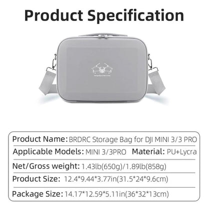 For DJI Mini 3 / 3 Pro BRDRC Shoulder Drone Remote Control Storage Carrying Bag (Grey) - free shipping - PMC Jewellery - Order now!