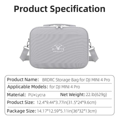 For DJI Mini 4 Pro BRDRC Shoulder Drone Remote Control Storage Carrying Bag (Grey) - free shipping - PMC Jewellery - Order now!