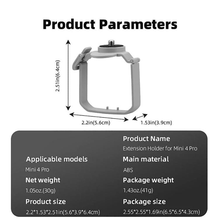 For DJI Mini 4 Pro BRDRC Action Camera Holder Bracket Adapter Drone Gimbal Extension Mount (Grey) - free shipping - PMC TechLife - Order now!