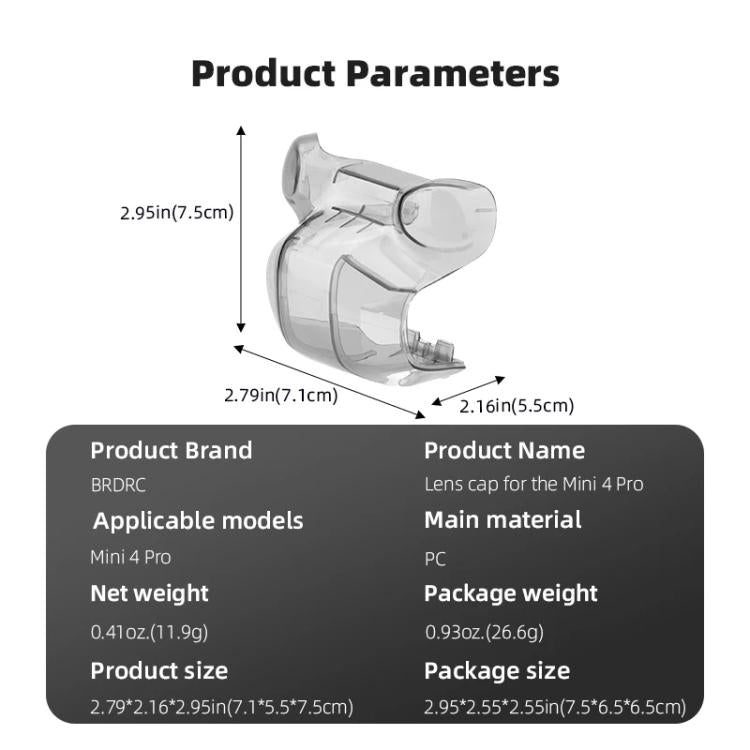 For DJI Mini 4 Pro BRDRC Lens Protective Cover Gimbal Cover (Transparent Black) - free shipping - PMC TechLife - Order now!