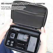 For DJI Osmo Action 5 Pro / 4 / 3 Hand Strap Shoulder Bag Camera and Accessories PU Storage Bag (Black)