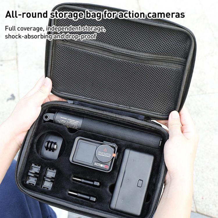 For DJI Osmo Action 5 Pro / 4 / 3 Hand Strap Shoulder Bag Camera and Accessories PU Storage Bag (Black)
