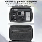 For DJI Osmo Action 5 Pro / 4 / 3 Hand Strap Shoulder Bag Camera and Accessories PU Storage Bag (Black)