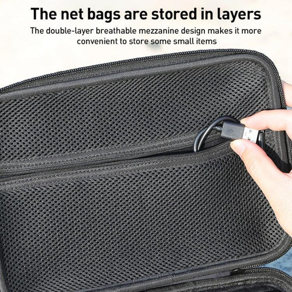 For DJI Osmo Action 5 Pro / 4 / 3 Hand Strap Shoulder Bag Camera and Accessories PU Storage Bag (Black)