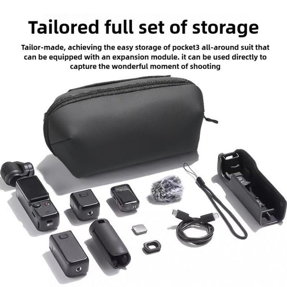 For DJI OSMO Pocket 3 Portable Carrying Case Body Storage Bag with Strap (Black)