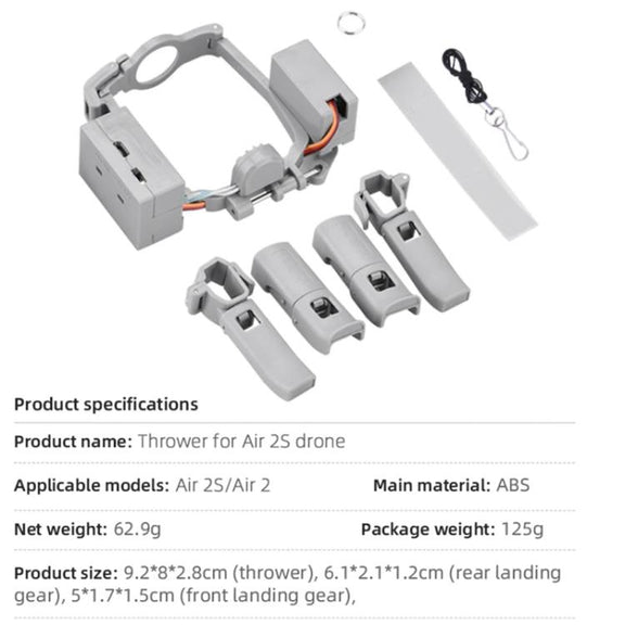 For DJI Mavic Air 2 / Air 2S BRDRC Air-Dropping System Thrower Parabolic (Grey)