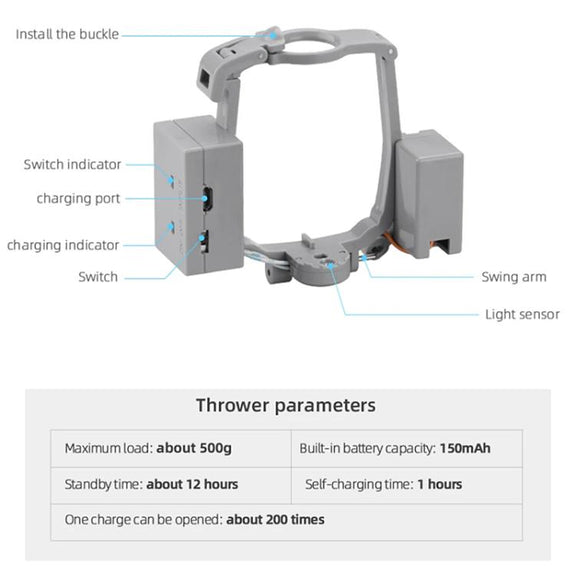 For DJI Mavic Air 2 / Air 2S BRDRC Air-Dropping System Thrower Parabolic (Grey)