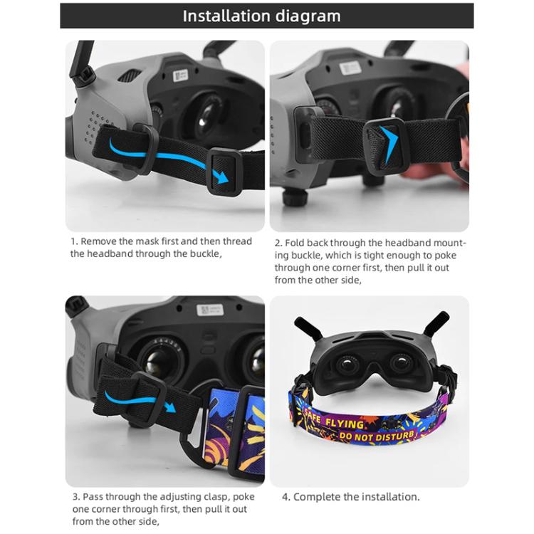 BRDRC Colorful Graffiti Headband Fixed Strap For DJI Aavta Goggles 2 / FPV Goggles V2 - free shipping - PMC Jewellery - Order now!