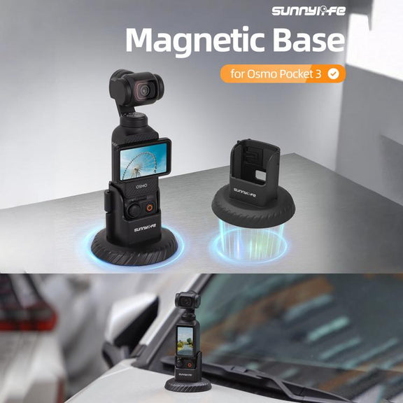 For DJI Osmo Pocket 3 Sunnylife Magnetic Base Mount Tabletop Base Stand Holder (Black)