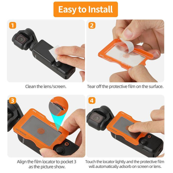 For DJI Osmo Pocket 3 Sunnylife Lens Screen Protector AR Anti-reflection Tempered Glass Film with Film Locator