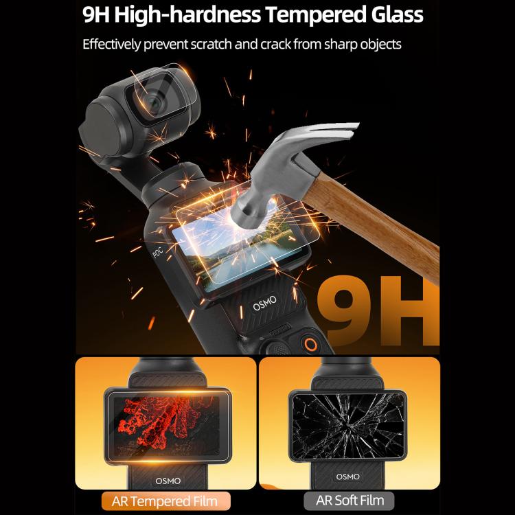 For DJI Osmo Pocket 3 Sunnylife Lens Screen Protector AR Anti-reflection Tempered Glass Film with Film Locator