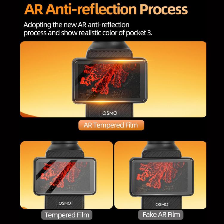 For DJI Osmo Pocket 3 Sunnylife Screen Protector AR Anti-reflection Tempered Glass Film with Film Locator