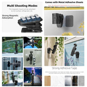 For DJI Osmo Pocket 3 Sunnylife Stretchable Backpack Clip Rotatable Magnetic Mount Action Camera Holder Vlog Mount (Black)