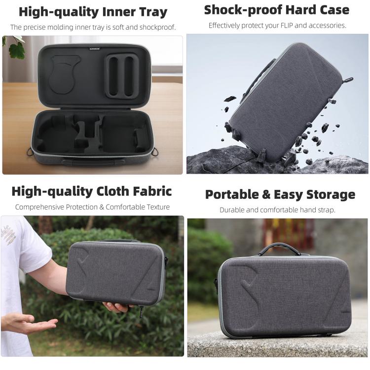 For DJI Flip Sunnylife Simple Storage Bag Shoulder Handbag (Black)