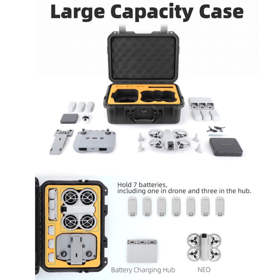 For DJI Neo Sunnylife Safety Carrying Case Water-resistant Shock-proof Hard Travel Case (Black)