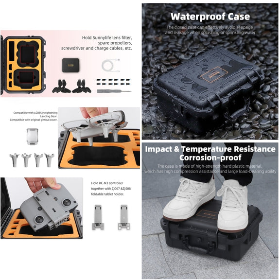 For DJI Neo Sunnylife Safety Carrying Case Water-resistant Shock-proof Hard Travel Case (Black)