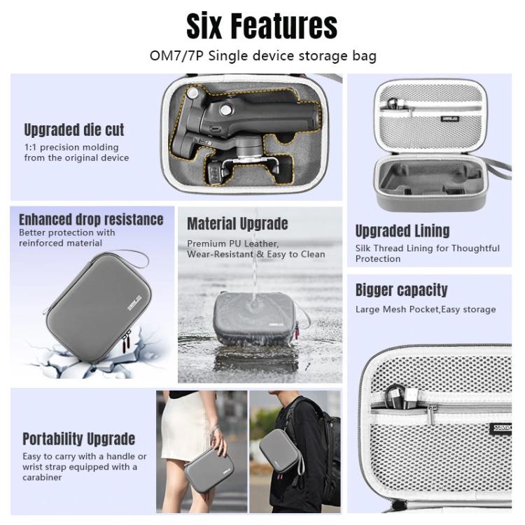 For DJI Osmo Mobile 7 / 7P STARTRC Portable Body Travel Carrying Bag (Grey)
