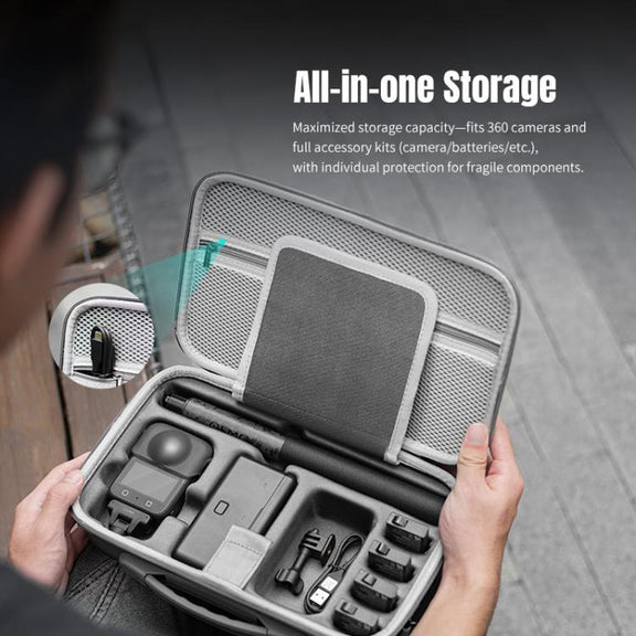 For DJI Osmo 360 STARTRC Full Kit Portable Handbag Shoulder PU Storage Bag (Grey)