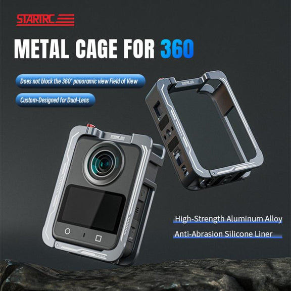 For DJI Osmo 360 STARTRC Metal Cage Frame with Cold Shoe (Grey)