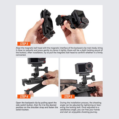 STARTRC Magnetic  Backpack Clip Mount for DJI Osmo 360 / GoPro Action Cameras (Black) - free shipping - PMC Jewellery - Order now!