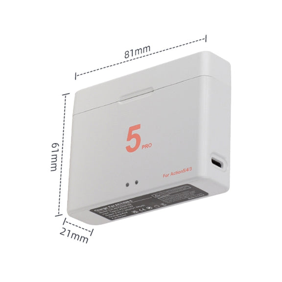 For DJI Osmo Action 5 Pro / 4 / 3 Battery Charger Box Dual-Slot Batteries Charger (White)