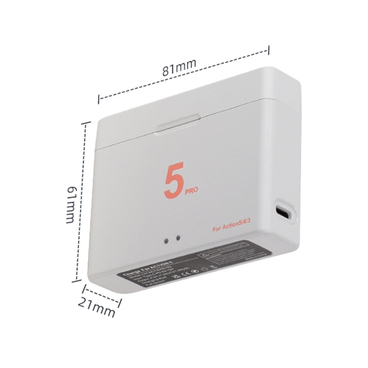 For DJI Osmo Action 5 Pro / 4 / 3 Battery Charger Box Dual-Slot Batteries Charger (White)