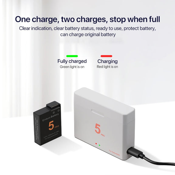 For DJI Osmo Action 5 Pro / 4 / 3 Battery Charger Box Dual-Slot Batteries Charger (White)