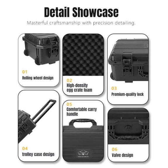 Portable Box Sealed Water-resistant Trolley Suitcase For DJI Mavic 4 Pro / Mavic 3 / Air 3 (Black)