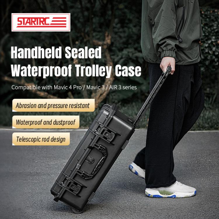 Portable Box Sealed Water-resistant Trolley Suitcase For DJI Mavic 4 Pro / Mavic 3 / Air 3 (Black)
